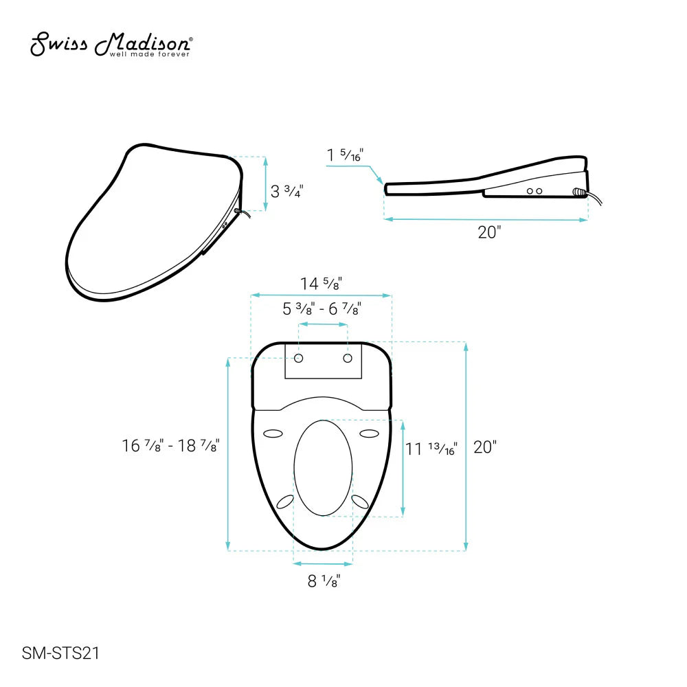 Cascade Smart Toilet Seat Bidet By Swiss Madison