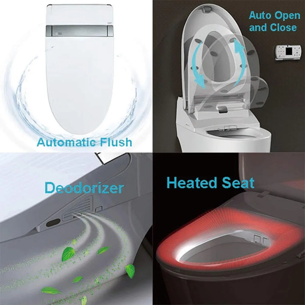 Auto Flush, Auto Open & Close, 1.28 GPF Single Flush Toilet with Intelligent Smart Bidet Seat and Wireless Remote Control