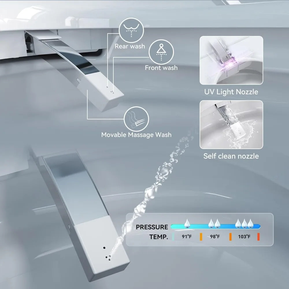 Smart Toilet, Bidet Toilet with Elonged Heated Toilets Seat, Dryer, Digital Display, Automatic Intelligent Toilets