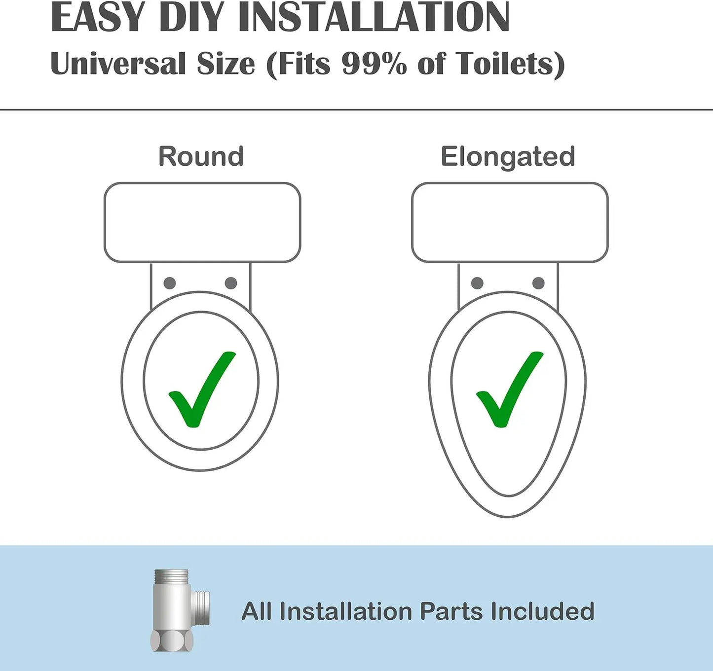 Smart Bidet ATS-500 Electronic Heated Toilet Seat, Temperature Controlled Wash,Warm Air Dryer,Easy DIY Installation,One Size Fit