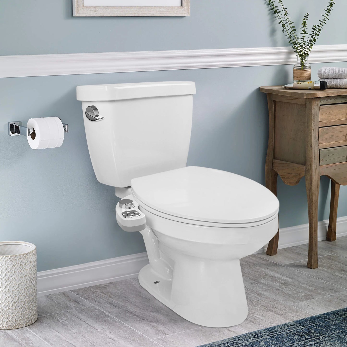 SAMODRA Button Bidet - Non-ElectricSelf Cleaning Dual Nozzle (Frontal and Rear Wash) Fresh Water Bidet Toilet Seat Attachment