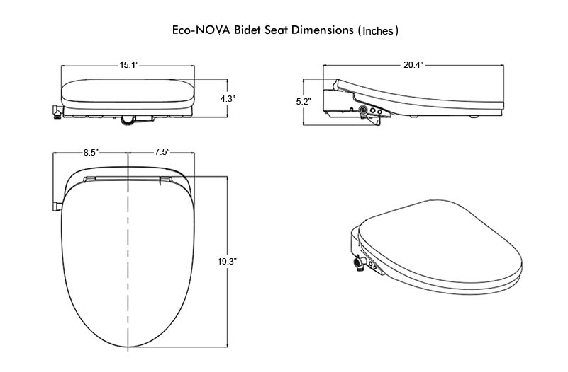 Eco-Nova Bidet Toilet Seat- Elongated