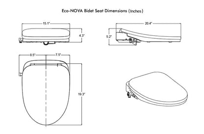 Eco-Nova Bidet Toilet Seat- Elongated