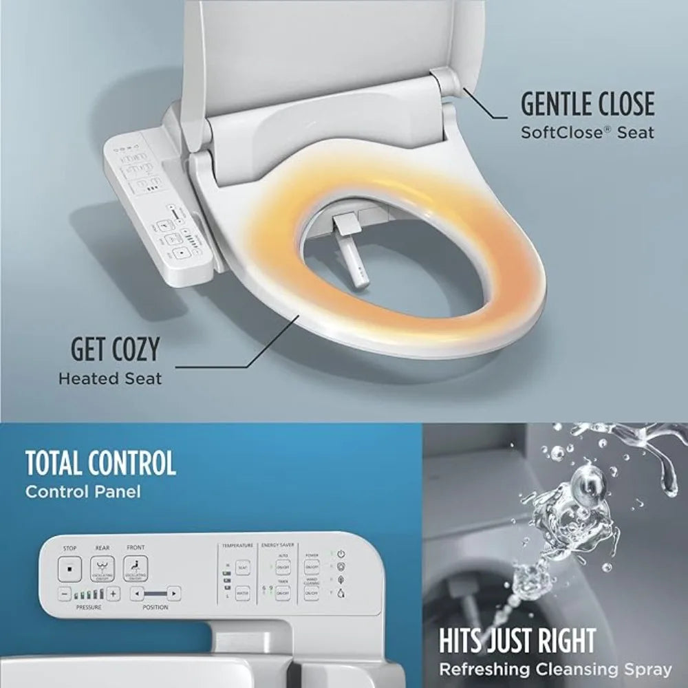 TOTO WASHLET A2 Electronic Bidet Toilet Seat with Heated Seat and SoftClose Lid, Elongated, Cotton White - SW3004#01