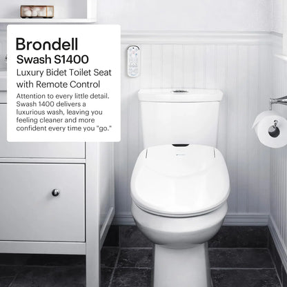 Brondell Swash Electric Bidet Toilet Seat With Oscillating Nozzle, Warm Air Dryer, Night Light, Remote Control - Elongated,White