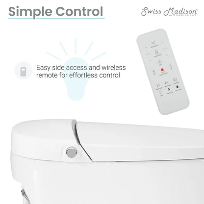 Avancer Smart Tankless Elongated Toilet and Bidet by Swiss Madison, Touchless Vortex Dual-Flush 1.1/1.6 gpf